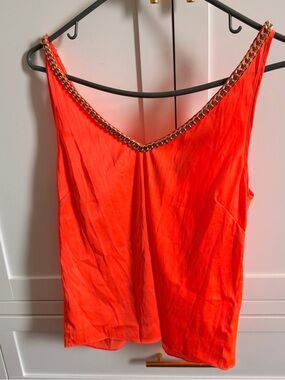 SHEIN Gold-Chain Orange Camisole Tank